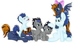 Size: 500x290 | Tagged: safe, artist:bookxworm89, soarin', oc, oc:ester, bat pony, pegasus, pony, g4, colt, family, female, filly, male