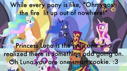 Size: 800x450 | Tagged: safe, edit, edited screencap, screencap, duchess of maretonia, neighbuchadnezzar, prince blueblood, princess cadance, princess celestia, princess luna, alicorn, pony, unicorn, g4, alicorn thrones, caption, female, image macro, male, mare, meme, sitting, stallion