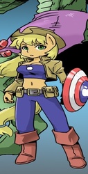 Size: 479x941 | Tagged: safe, artist:shepherd0821, edit, applejack, anthro, g4, captain america, cropped, female, marvel, shield, solo, wrong aspect ratio