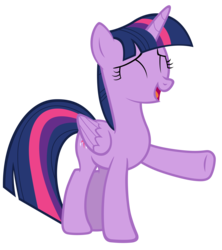 Size: 7000x7900 | Tagged: safe, artist:tardifice, twilight sparkle, alicorn, pony, flutter brutter, g4, absurd resolution, eyes closed, female, folded wings, mare, open mouth, photoshop, raised hoof, simple background, solo, transparent background, twilight sparkle (alicorn), vector