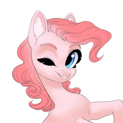 Size: 1024x1024 | Tagged: safe, artist:aphphphphp, pinkie pie, g4, female, simple background, solo, white background, wink