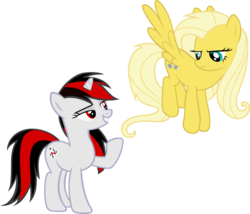 Size: 1659x1420 | Tagged: safe, artist:ironm17, oc, oc only, oc:blackjack, oc:psychoshy, fallout equestria, fallout equestria: project horizons, fluttershy recolor, glare, grin, lidded eyes, simple background, smiling, transparent background