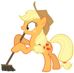 Size: 7100x7000 | Tagged: safe, artist:tardifice, applejack, g4, the saddle row review, absurd resolution, broom, female, simple background, solo, sweeping, transparent background, vector