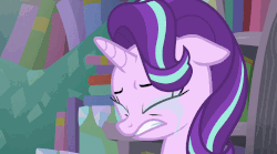 Size: 1249x696 | Tagged: safe, screencap, starlight glimmer, pony, g4, season 6, the crystalling, animated, crying, female, gif, lip bite, sadlight glimmer, solo, wiping, wiping tears