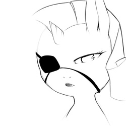 Size: 1200x1200 | Tagged: safe, artist:cold-blooded-twilight, rarity, comic:cold storm, g4, explicit source, eyepatch, female, monochrome, sketch, solo