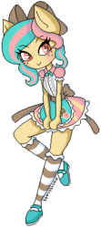 Size: 175x394 | Tagged: safe, artist:matteglaze, oc, oc only, oc:vanilla ganache, equestria girls, g4, apron, blushing, clothes, eared humanization, equestria girls-ified, humanized, pixel art, solo