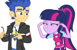 Size: 2562x1692 | Tagged: safe, artist:shabrina025, flash sentry, sci-twi, twilight sparkle, equestria girls, g4, my little pony equestria girls: friendship games, alternate clothes, alternate hairstyle, duo, female, glasses, humanized, male, ship:flashlight, ship:sci-flash, shipping, straight