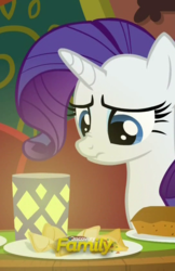 Size: 545x843 | Tagged: safe, screencap, rarity, pony, g4, my little pony: friendship is magic, spice up your life, discovery family logo, female, mare, rarity looking at food, scrunchy face, solo