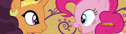Size: 673x184 | Tagged: safe, screencap, pinkie pie, saffron masala, pony, g4, spice up your life, animated, cute, discovery family logo, female