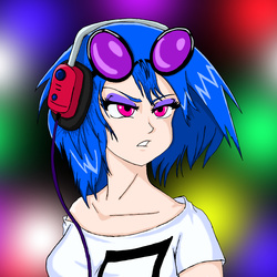 Size: 4500x4500 | Tagged: safe, artist:regnasis, dj pon-3, vinyl scratch, human, g4, absurd resolution, annoyed, female, humanized, solo