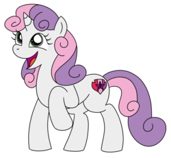 Size: 1024x947 | Tagged: safe, artist:adrik-the-bat, sweetie belle, g4, cutie mark, female, open mouth, raised hoof, simple background, solo, the cmc's cutie marks, transparent background