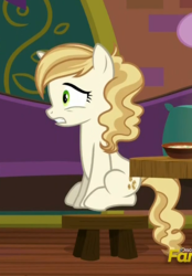 Size: 624x896 | Tagged: safe, screencap, parasol, sweet biscuit, pony, unicorn, g4, spice up your life, animation error, cookie, female, food, mare, solo focus, the tasty treat