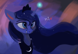 Size: 693x476 | Tagged: safe, artist:hierozaki, princess luna, g4, bust, female, hi, portrait, smiling, solo, wip