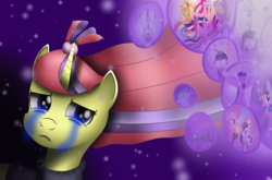 Size: 1600x1056 | Tagged: safe, artist:yifle1, applejack, fluttershy, moondancer, pinkie pie, rainbow dash, rarity, spike, twilight sparkle, alicorn, pony, equestria girls, g4, grief, mane six, rainbow power, sad, twilight sparkle (alicorn)