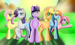 Size: 1600x960 | Tagged: safe, artist:yifle1, applejack, fluttershy, pinkie pie, rainbow dash, rarity, twilight sparkle, g4, mane six