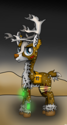 Size: 1024x1895 | Tagged: safe, artist:yifle1, oc, oc only, oc:tyandaga, deer, reindeer, fallout equestria, bandage, solo