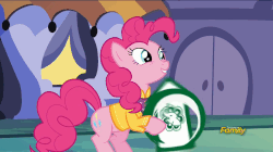 Size: 858x482 | Tagged: safe, screencap, cayenne, citrus blush, pinkie pie, saffron masala, pony, g4, spice up your life, angry, animated, discovery family logo, female, snobby
