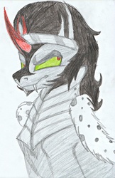 Size: 2180x3366 | Tagged: safe, king sombra, g4, fangs, high res, male, solo, traditional art