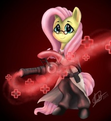 Size: 400x436 | Tagged: safe, artist:fluttershy0159, fluttershy, g4, crossover, female, fluttermedic, medic, medic (tf2), medishy, parody, solo, team fortress 2