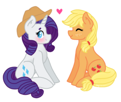 Size: 975x819 | Tagged: safe, artist:ivybrush, applejack, rarity, g4, accessory swap, female, lesbian, ship:rarijack, shipping