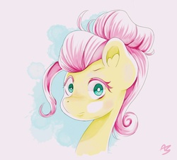 Size: 1040x940 | Tagged: safe, artist:acrylic-stroke, fluttershy, pegasus, pony, flutter brutter, g4, alternate hairstyle, bust, female, looking at you, portrait, solo, unamused