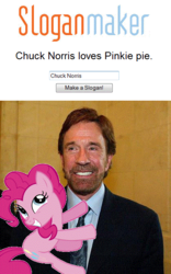 Size: 419x670 | Tagged: safe, pinkie pie, human, g4, chuck norris, sloganmaker