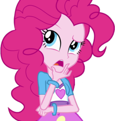 Size: 992x1044 | Tagged: safe, artist:pinkie-s2, pinkie pie, equestria girls, g4, female, open mouth, pondering, simple background, solo, thinking, transparent background