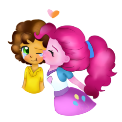 Size: 710x710 | Tagged: safe, artist:ari090, cheese sandwich, pinkie pie, equestria girls, g4, crying, equestria girls-ified, female, humanized, kissing, male, ponytail, ship:cheesepie, shipping, straight