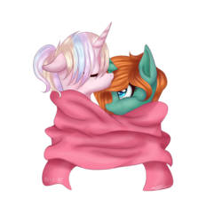 Size: 1024x1024 | Tagged: safe, artist:rubyblossomva, oc, oc only, clothes, kissing, scarf, shared clothing, shared scarf, simple background, transparent background