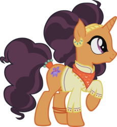 Size: 2758x3000 | Tagged: safe, artist:doctor-g, saffron masala, pony, g4, spice up your life, bandana, chef, clothes, female, high res, indian, indian pony, raised hoof, simple background, solo, transparent background, vector