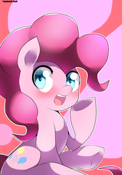 Size: 2000x2858 | Tagged: safe, artist:papibabidi, pinkie pie, earth pony, pony, g4, blushing, cute, diapinkes, female, high res, mare, open mouth, sitting, solo
