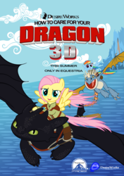 Size: 10000x14213 | Tagged: safe, artist:azure-vortex, fluttershy, rainbow dash, deadly nadder, night fury, pegasus, pony, g4, absurd resolution, astrid hofferson, badass, clothes, cosplay, costume, crossover, dreamworks, female, flutterbadass, flying, hiccup horrendous the third, how to train your dragon, implied flutterdash, implied lesbian, implied shipping, looking at you, mare, open mouth, paramount pictures, ponies riding dragons, riding, smiling, spread wings, stormfly, toothless the dragon