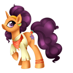 Size: 3000x3000 | Tagged: safe, artist:scarlet-spectrum, saffron masala, pony, g4, spice up your life, bandana, chef, clothes, cute, female, high res, indian, indian pony, raised hoof, saffronbetes, simple background, solo, transparent background