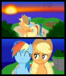 Size: 4247x4855 | Tagged: safe, artist:djdavid98, applejack, rainbow dash, pony, g4, absurd resolution, female, lesbian, ship:appledash, shipping, sunset, vector