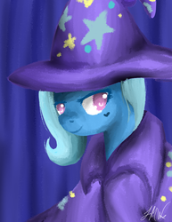 Size: 835x1080 | Tagged: safe, artist:lilmisswaffles, trixie, pony, unicorn, g4, female, mare, painting, solo