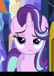 Size: 450x632 | Tagged: safe, screencap, rainbow dash, starlight glimmer, pony, g4, spice up your life, bored, raised eyebrow