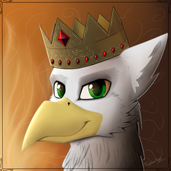 Size: 800x800 | Tagged: safe, artist:twotail813, oc, oc only, griffon, rcf community, avatar, crown, jewelry, solo