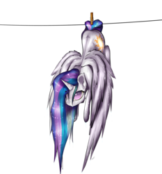 Size: 1941x2081 | Tagged: safe, artist:11-shadow, princess celestia, alicorn, pony, g4, clothes line, clothespin, dripping, female, mare, simple background, solo, transparent background, upside down, wet, wet mane