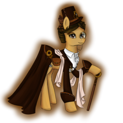 Size: 1000x1000 | Tagged: safe, artist:yuntaoxd, oc, oc only, bag, clothes, coat, eyeliner, hat, makeup, monocle, monocle and top hat, pocket watch, short mane, simple background, solo, top hat, transparent background