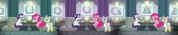 Size: 1600x312 | Tagged: source needed, useless source url, safe, edit, edited screencap, screencap, pinkie pie, rarity, g4, spice up your life, discovery family logo, waiter