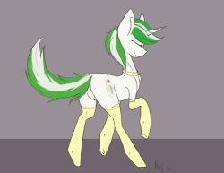 Size: 614x474 | Tagged: safe, artist:lonerdemiurge_nail, oc, oc only, oc:mint leaf, pony, unicorn, animated, clothes, collar, commission, dancing, eyes closed, featureless crotch, frame by frame, long tail, male, smiling, socks, solo, stallion