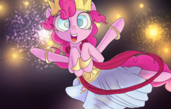 Size: 3780x2400 | Tagged: safe, artist:aaronmk, pinkie pie, g4, diwali, female, fireworks, high res, hinduism, multiple arms, pinkie pie is god, religion, smiling, solo