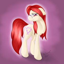Size: 1250x1250 | Tagged: safe, artist:ratofdrawn, twist, earth pony, pony, g4, adult, alternate hairstyle, female, glasses, older, solo