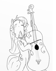 Size: 671x848 | Tagged: safe, artist:zero, octavia melody, g4, cello, female, messy, messy mane, monochrome, musical instrument, pied, solo