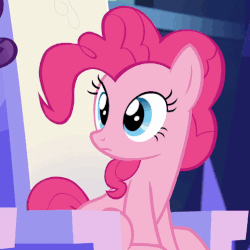 Size: 503x503 | Tagged: safe, screencap, pinkie pie, rarity, earth pony, pony, unicorn, g4, spice up your life, animated, caption, cute, diapinkes, female, sitting, text, truth
