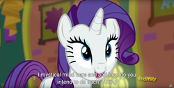 Size: 1920x970 | Tagged: safe, screencap, rarity, pony, g4, spice up your life, discovery family logo, female, meme, solo, youtube caption