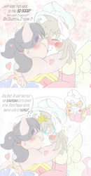 Size: 880x1687 | Tagged: safe, artist:blackbewhite2k7, pound cake, pumpkin cake, pegasus, pig, pony, unicorn, anthro, g4, aroused, blushing, butt grab, comic, crossdressing, crossover, dee dee, dialogue, embarrassed, fat, femboy, grope, huge butt, interspecies, kiss on the lips, kissing, large butt, looney tunes, making out, male, older, petunia pig, secret fetish, sketch, straight, straight shota, teasing, trap, wonder woman