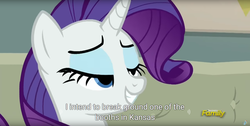 Size: 1920x970 | Tagged: safe, screencap, rarity, pony, g4, spice up your life, discovery family logo, kansas, meme, solo, youtube caption