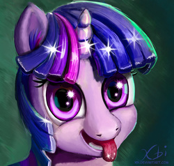 Size: 2478x2364 | Tagged: safe, artist:xbi, twilight sparkle, pony, g4, face, female, high res, solo, tongue out, uncanny valley