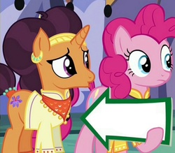 Size: 941x823 | Tagged: safe, edit, edited screencap, screencap, pinkie pie, saffron masala, pony, g4, spice up your life, blank, exploitable, fill in the blanks, implied shipping, meme, pinkie pie's sign